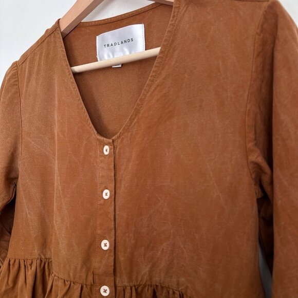 Tradlands Remi Mini Dress Long Sleeve Oversized Size XXS Sienna Distressed $204 - Picture 6 of 11